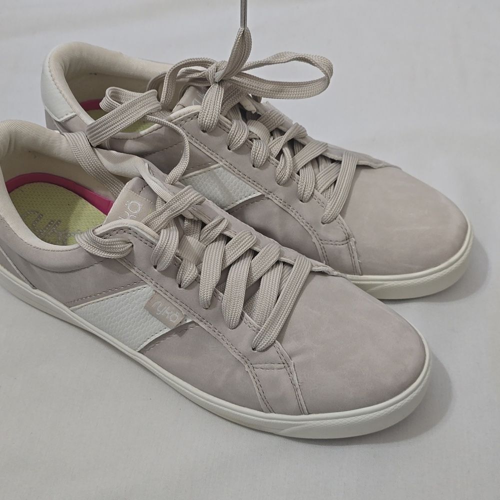 Women Tan,‎ Greish/White RYKA Walking Sneakers…8.5